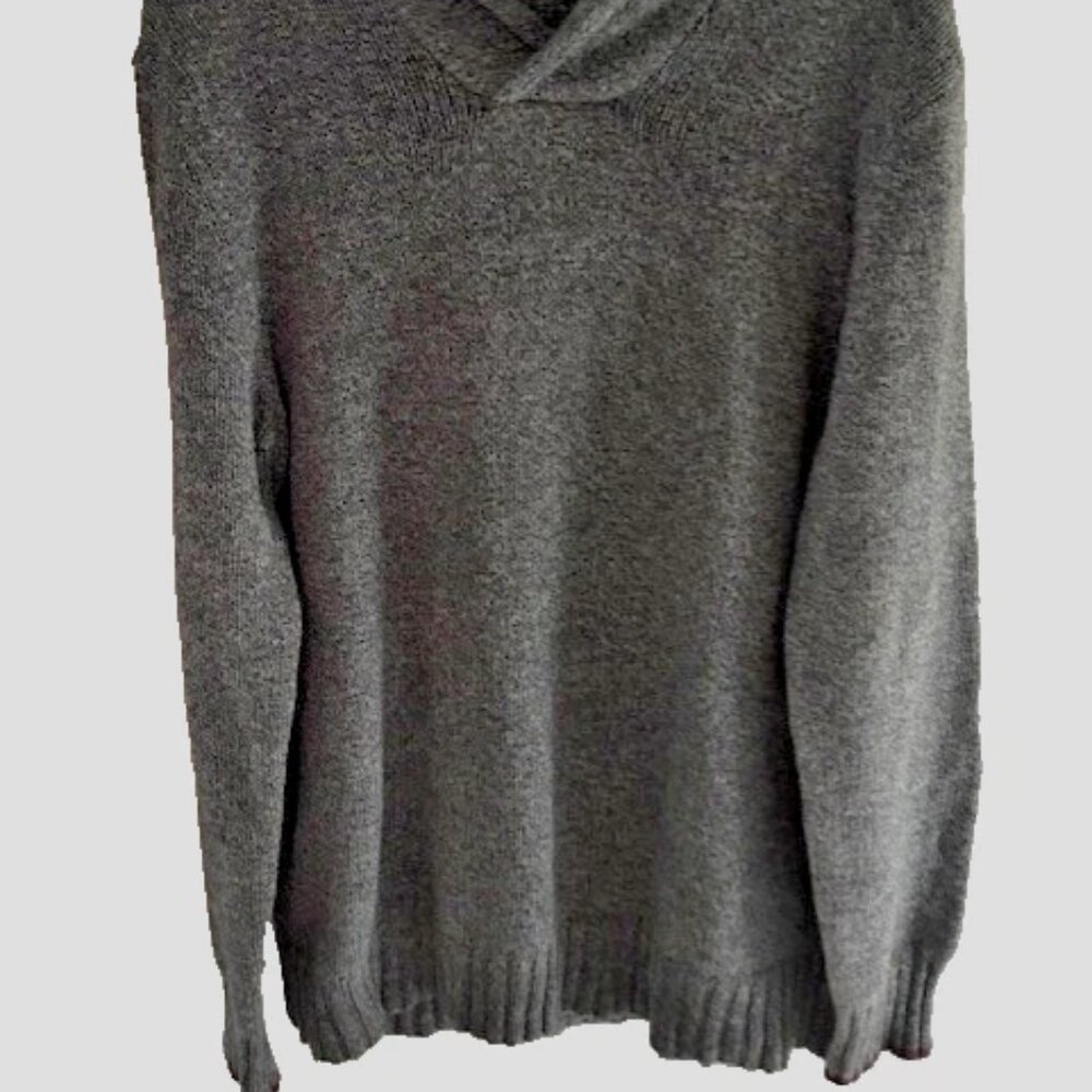 Banana Republic L Shawl Neck Sweater Gray Long Sleeve Cozy Luxe Preppy Knit - Picture 2 of 8